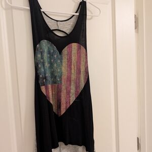 Black Tank Top with Heart Design